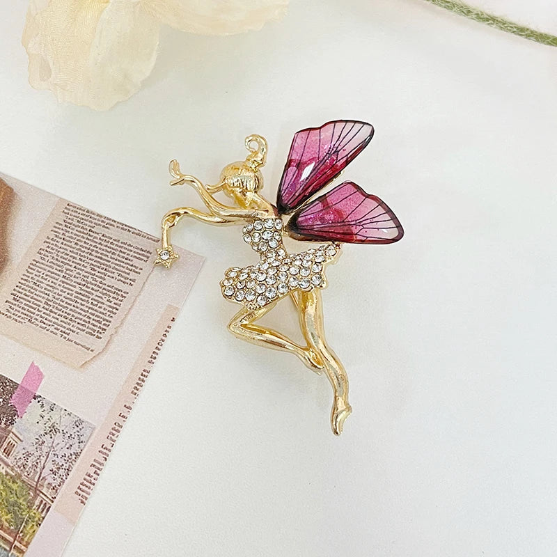 New Crystal Ballerina Pearl Girl Brooch Pin Angel Dancer Dancing Pins Brooches Jewelry for Valentine's Day Gifts