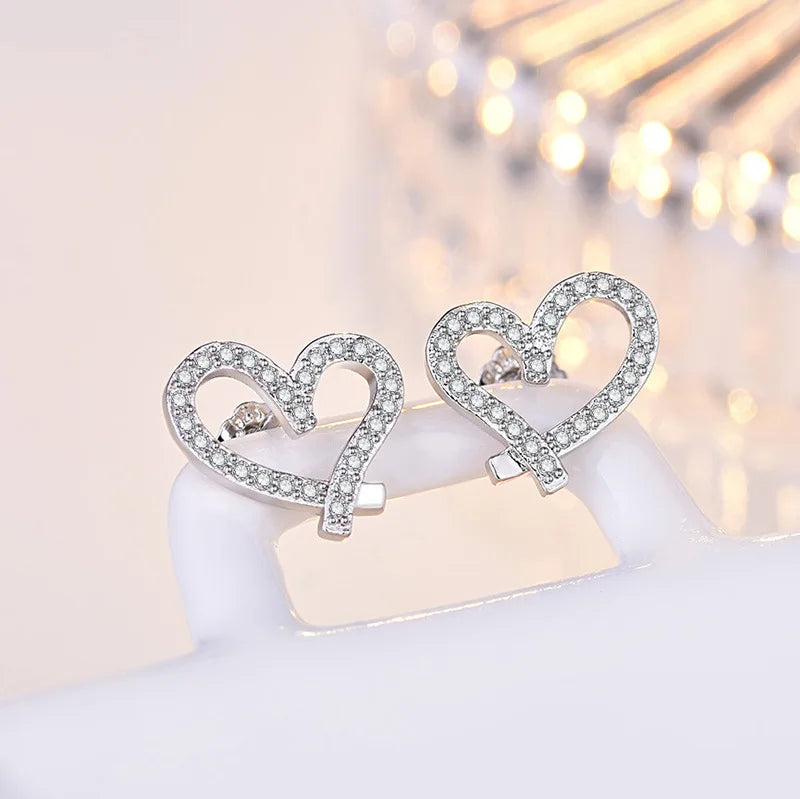 925 Sterling Silver Earrings High quality Heart for Women Fashion Jewelry Wedding Engagement Party Gifts cute