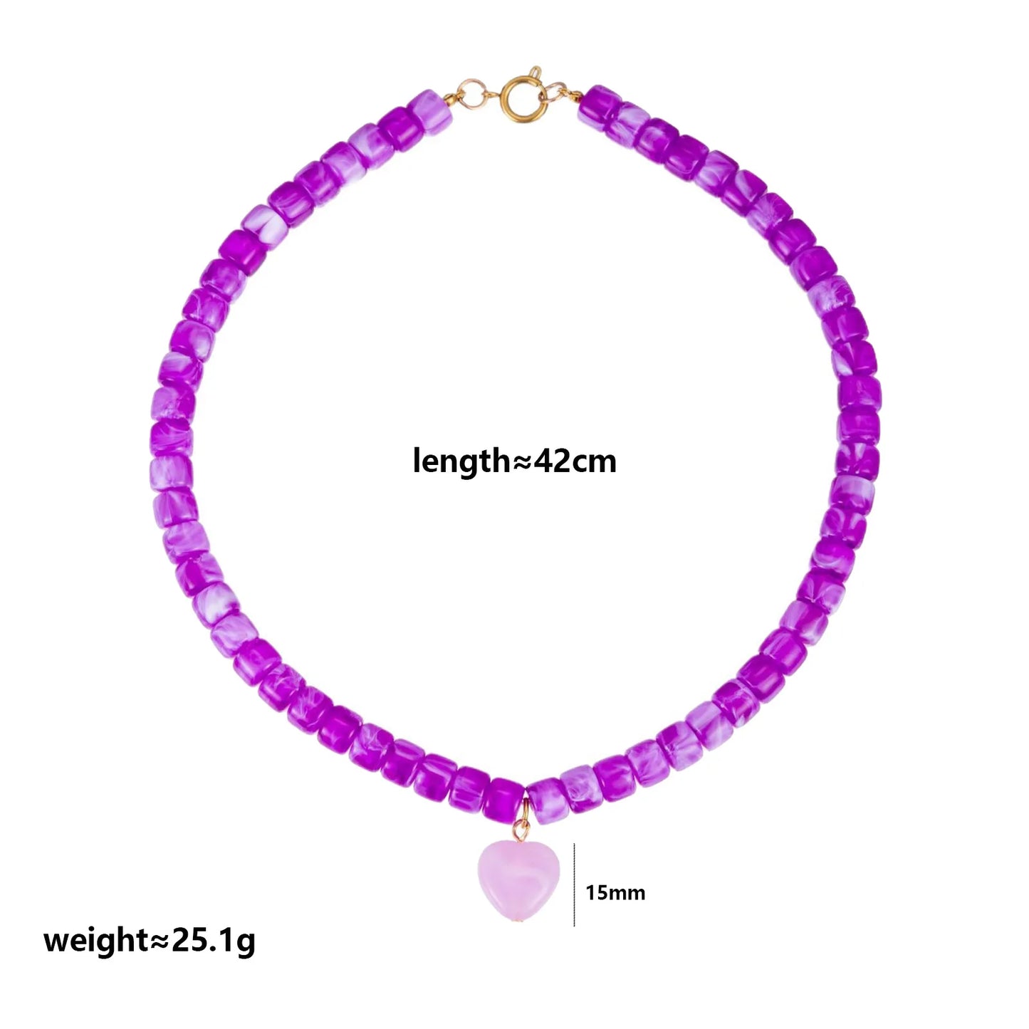 2026 European and American niche heart resin necklace handmade beaded fashion classic barrel bead DIY clavicle chain gift