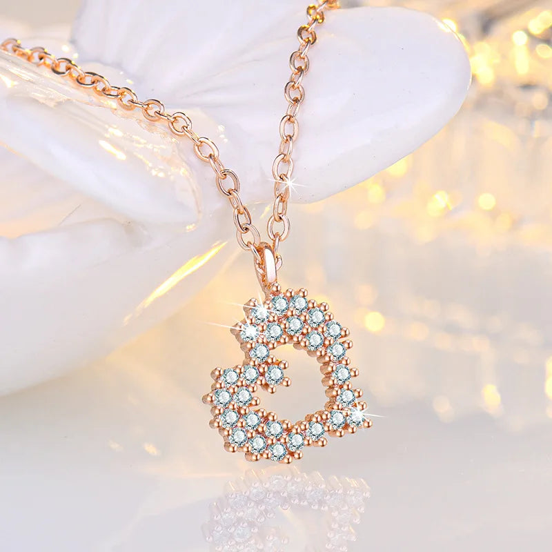 925 Sterling Silver Necklace Pendant Romance Heart Zircon High Quality For Woman Fashion Wedding Engagement Jewelry Gift