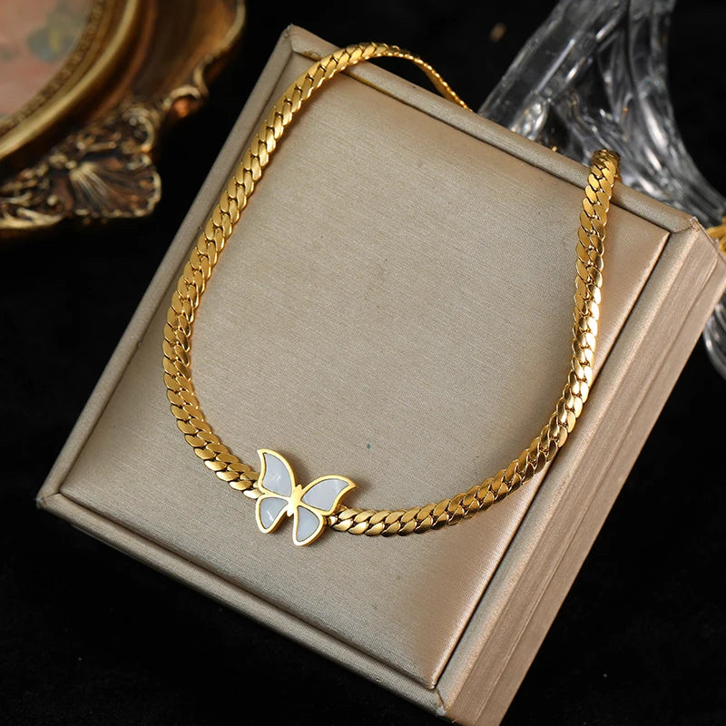 EILIECK 316L Stainless Steel Heart Chokers Necklace For Women New Fashion Collar Neck Chain Waterproof Gold Color Jewelry Gift
