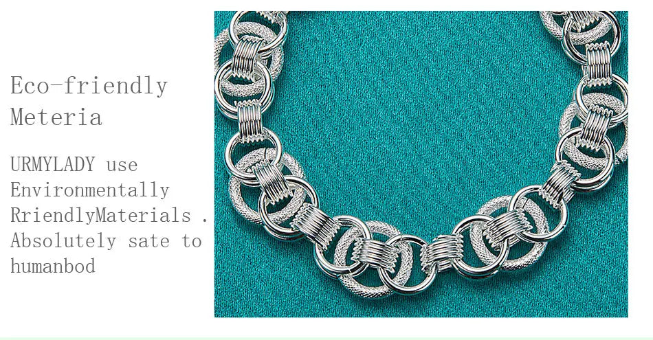 URMYLADY 925 Sterling Silver Charm Chain Screw Bracelet For Women Man Engagement Party Fashion Jewelry Gifts