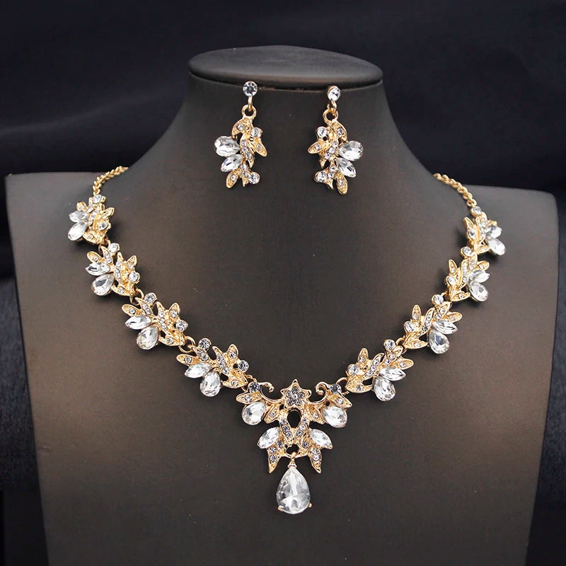 Butterfly Collar Opal Pink Bridal Jewelry Sets for Women Choker Necklace Earring Set Wedding Bride Jewelry Sets 3 Pcs Gifts