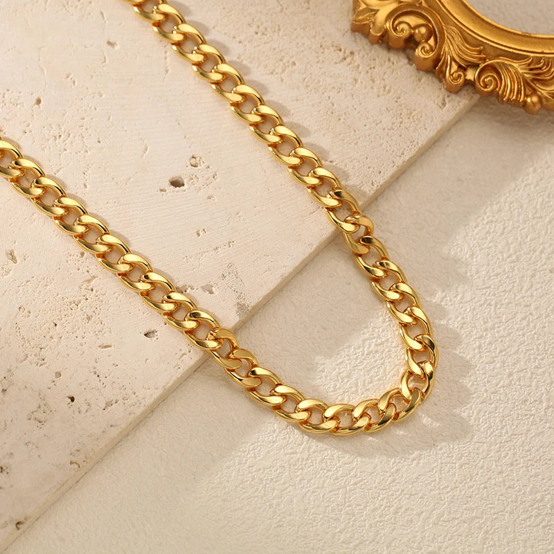 EILIECK 316L Stainless Steel Chains Necklace Choker For Women Trendy Gold Color Collar Neck Chain Waterproof Jewelry Lady Gift
