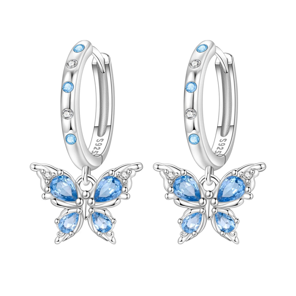 Orstarry 925 Sterling Silver Blue Zircon Dragonfly Drop Earrings Women Earrings Charm Fashion Versatile Party Jewelry Gifts