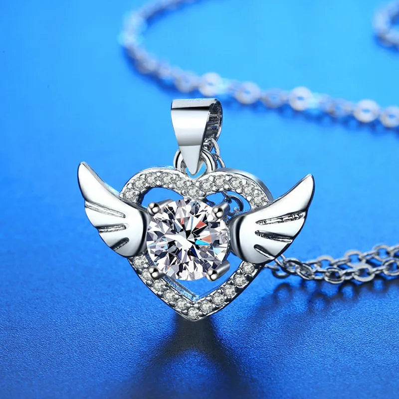 925 Sterling Silver Necklace Pendant AAA Zircon For Women Fashion Exquisite Student Girlfriend Jewelry Accessories Heart Gift