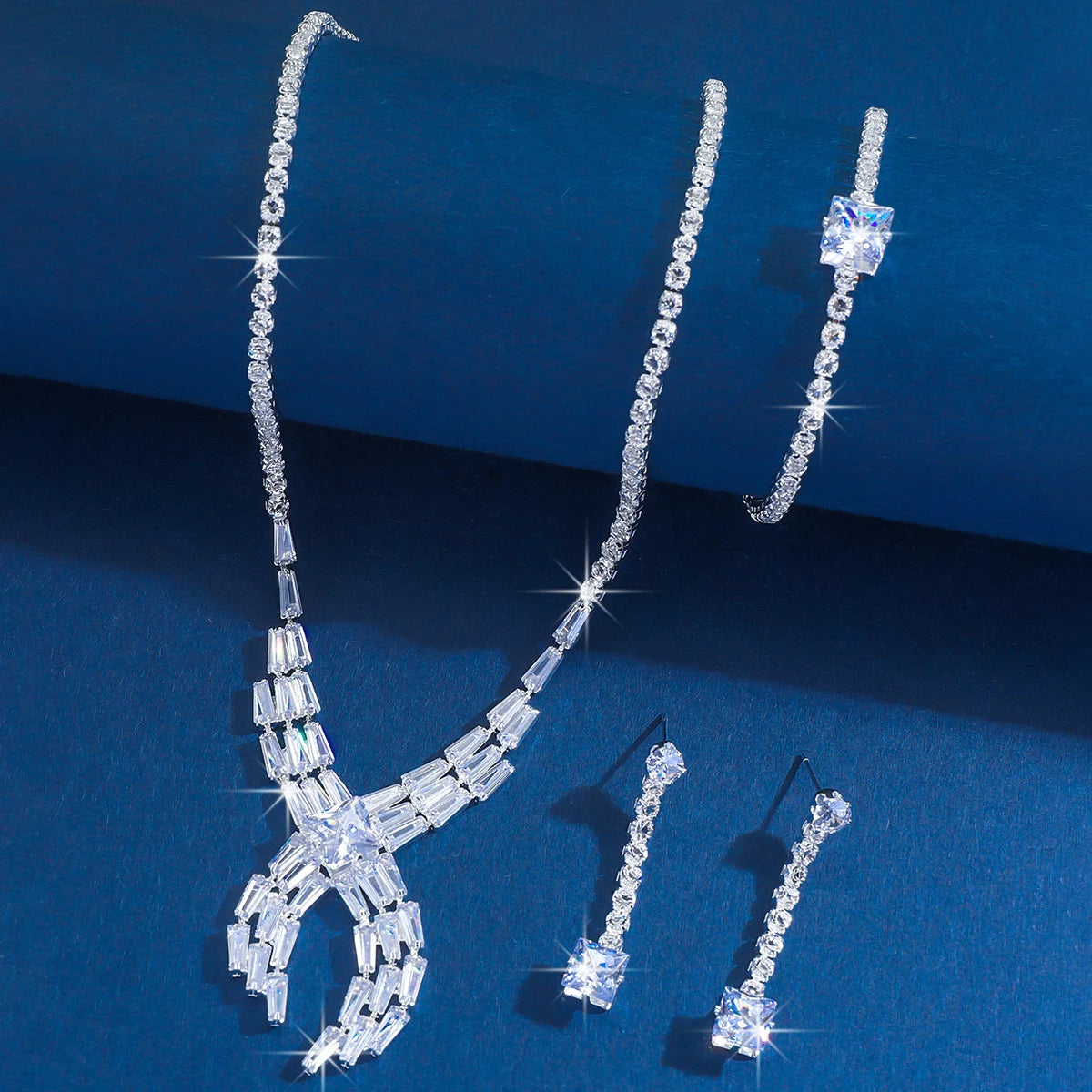 Red Carpet Aura Ladder Square Diamond Cross Knot Set Exaggerated Eye-Catching Three Piece Set Stage Runway Accessories