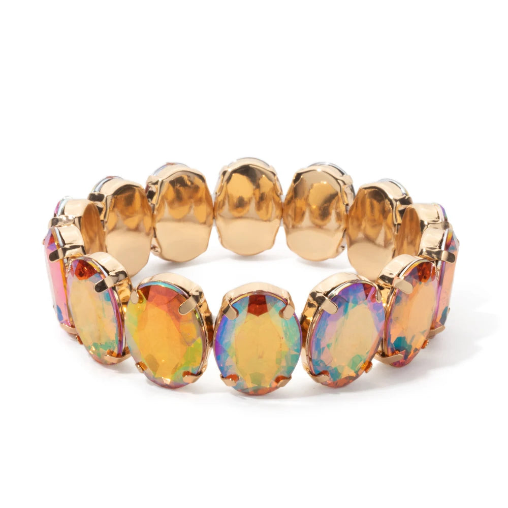 BEUTIFOR New Arrival 18mm Colorful Rhinestone Drop Bracelet for Women Gold Color Copper Prong Setting Crystal Jewelry