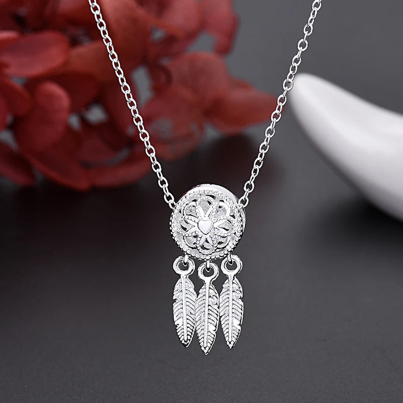 URMYLADY Fine 925 Sterling Silver Charm Necklace Earring Jewelry for Women Retro Set Wedding Gift TRENDY