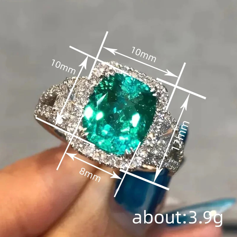 Huitan Elegant Women Ring Inlaid Shiny Blue CZ Fashion Accessories for Wedding Engagement Luxury Lady Silver Color Jewelry Gift