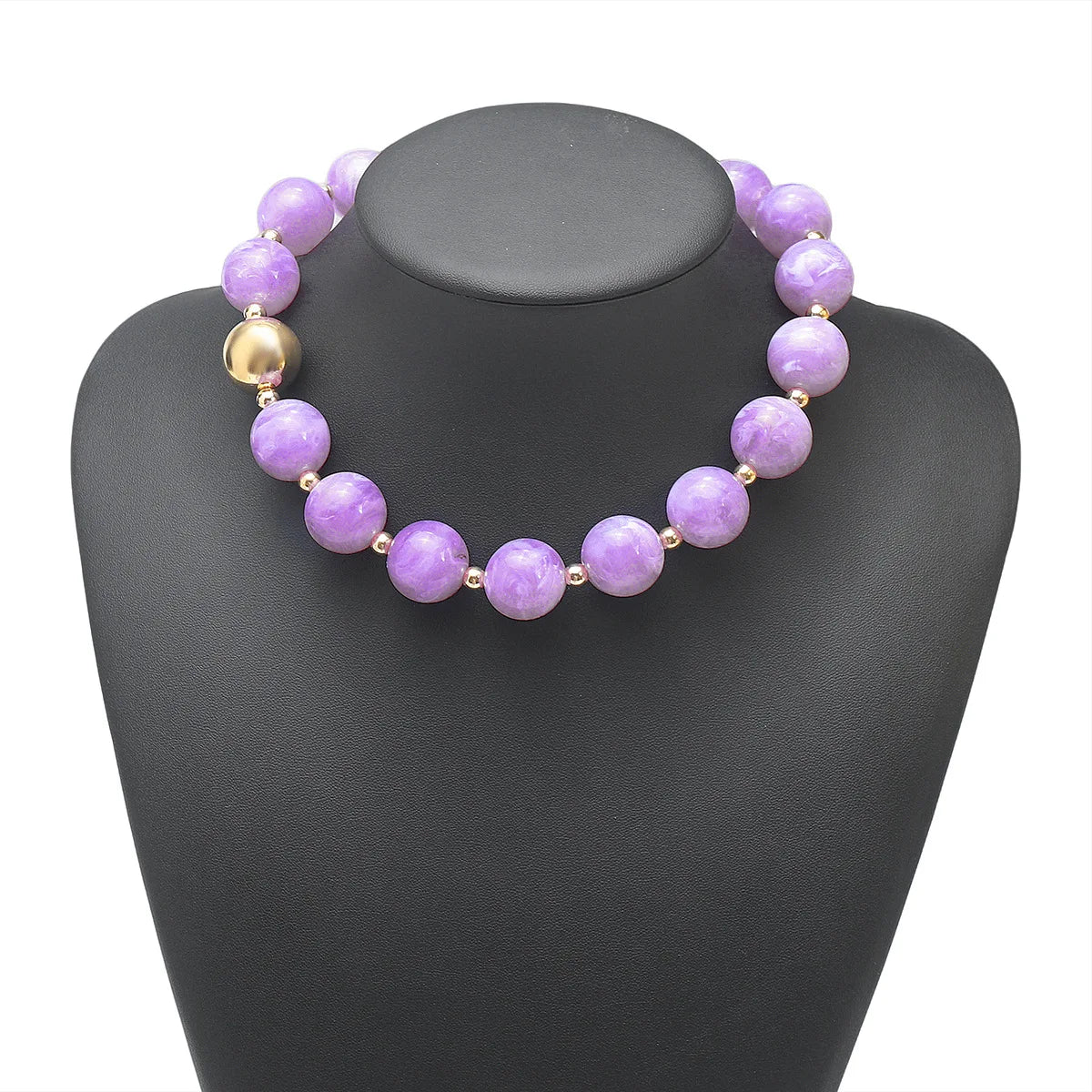 KMVEXO Fashion Colorful Round Resin Beaded Chokers Necklace for Women Smudging Acrylic Necklaces Neck Chain Daily Party Jewelry
