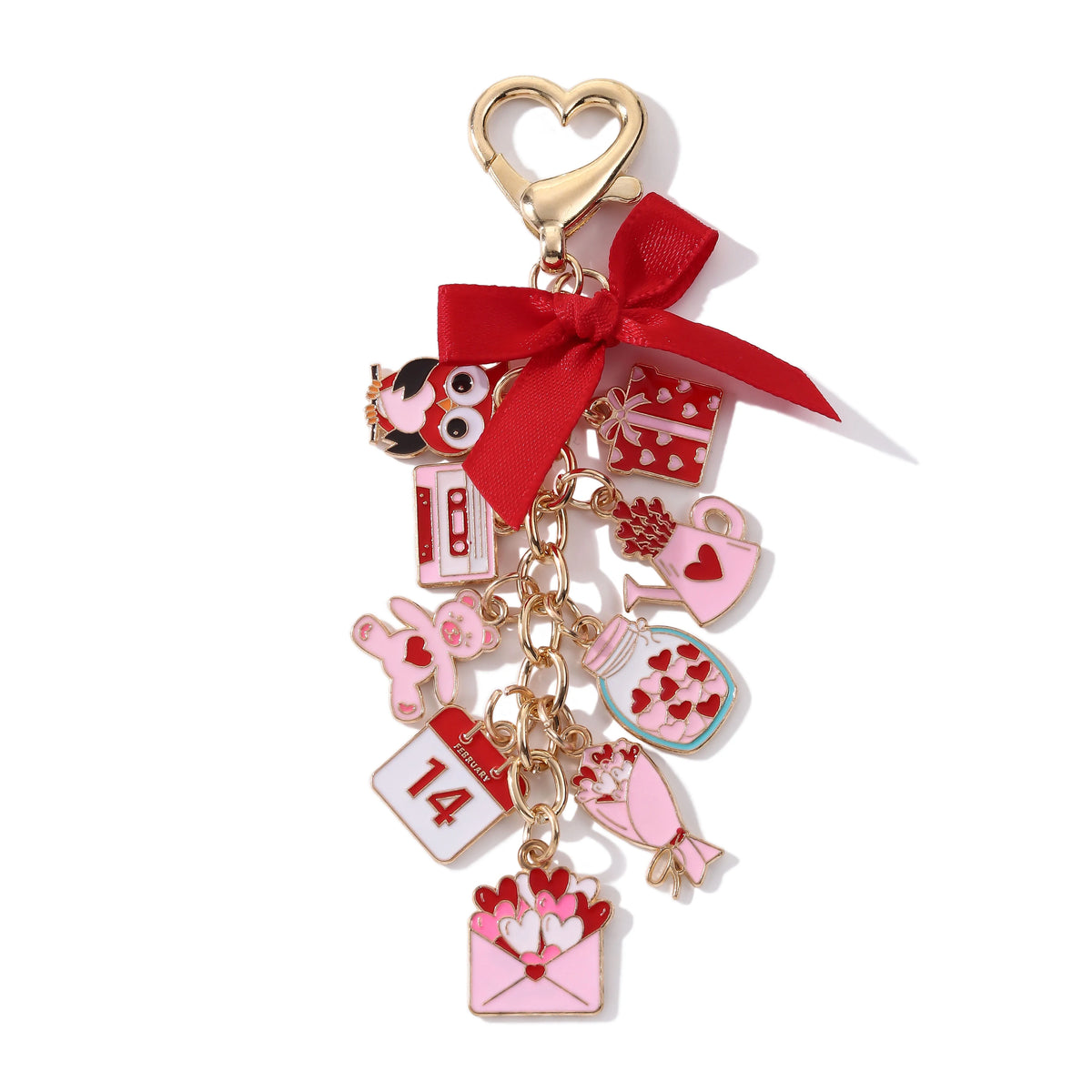 1PC Romantic Love Envelope Cake Chocolate Drip Alloy Keychain Cartoon Bouquet Sweet Valentine's Day Trendy Bag Mobile Pendant