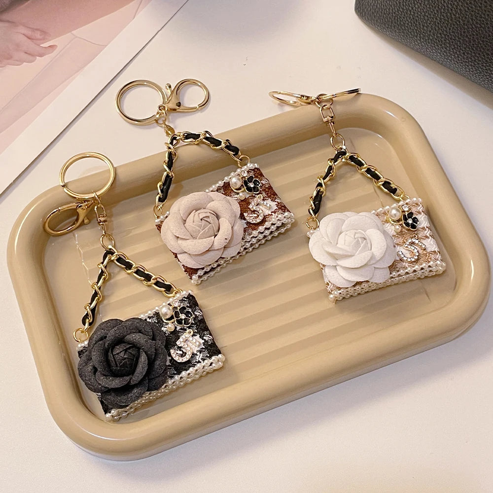 2024 Fashion Flower Keychain Camellia Handbag Pendant Gifts Souvenirs