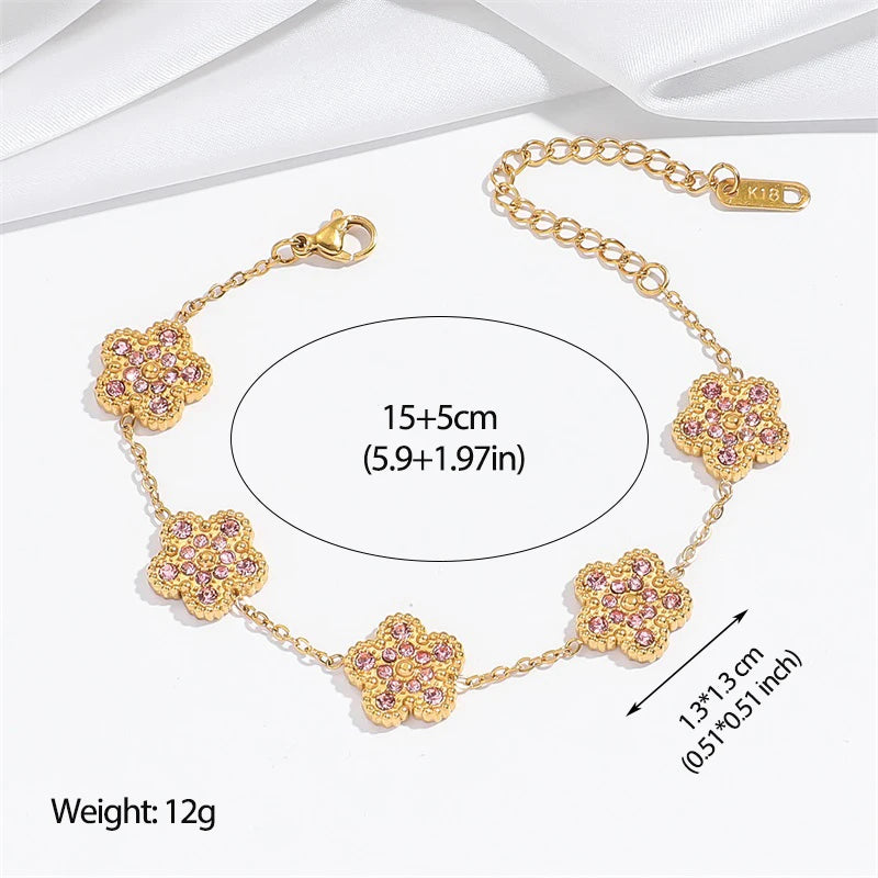EILIECK 316L Stainless Steel Colorful Star Zircon Charm Bracelet Gold Color Jewelry Trendy Metal Texture Accessories for Women