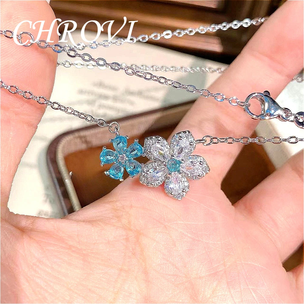 High-grade 925 pure silver flower fresh and three-dimensional elegant multi-purpose lockbone chain jewelry accessory