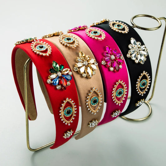 Fashion New Retro Baroque Hair Band Female Personality Devil Eye Flower Creative Headband Pressed Hair Accessories