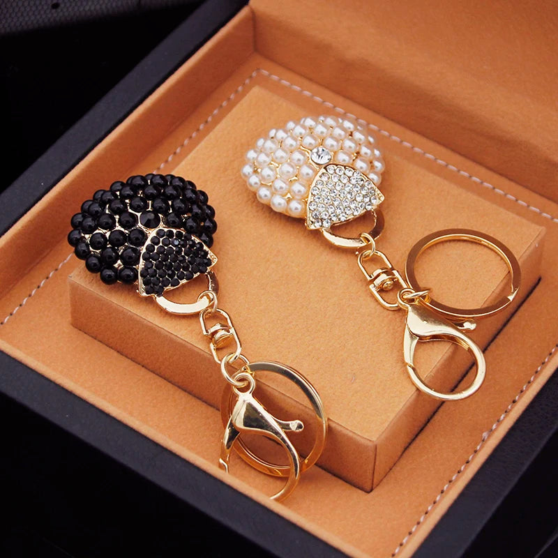 Fashion key chains key rings Metal Charm Pearl Bag Key Chain Tassel Key Ring Car Bag Keychain For Women Jewelry Accessories Gift