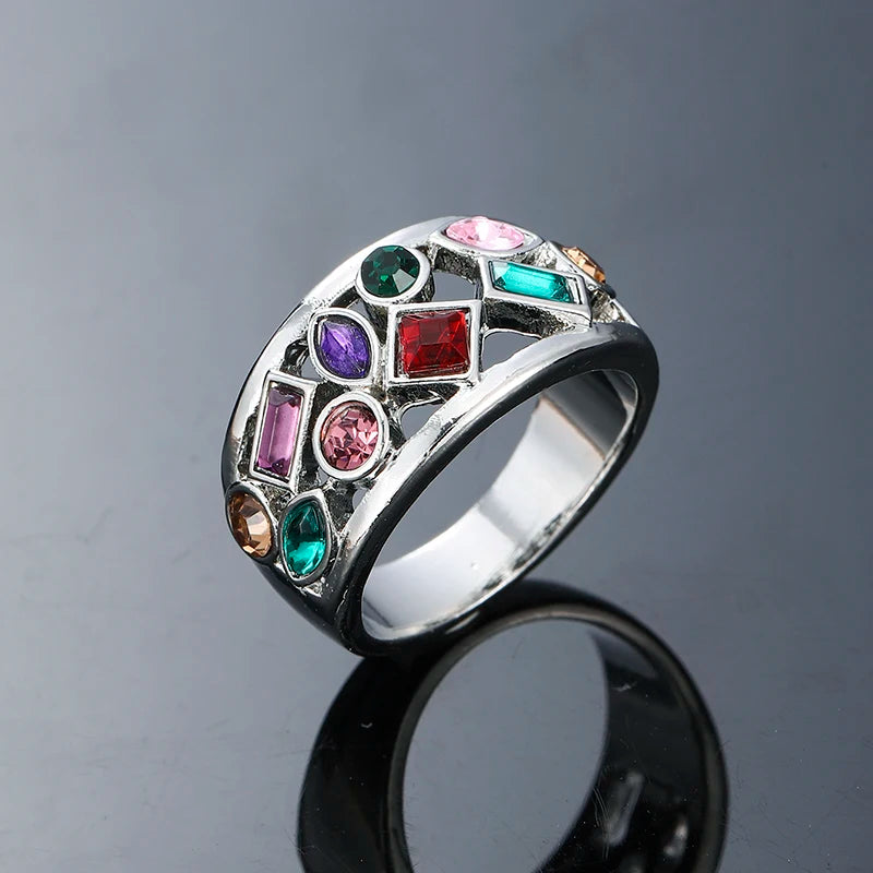 Exquisite Women Band Finger Ring Jewelry Round/Oval/Triangle/Marquise Stones Anniversary Birthday Gift Fashion Daily Ring