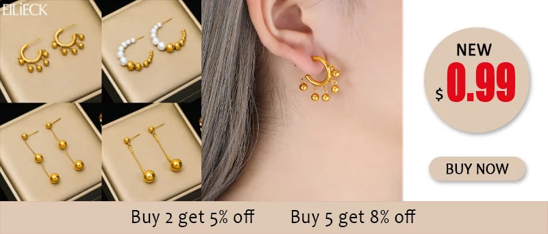 EILIECK 316L Stainless Steel Feather Dream Catcher Dangle Earrings For Women 2024 New Fashion Ear Drop Waterproof Jewelry Gift