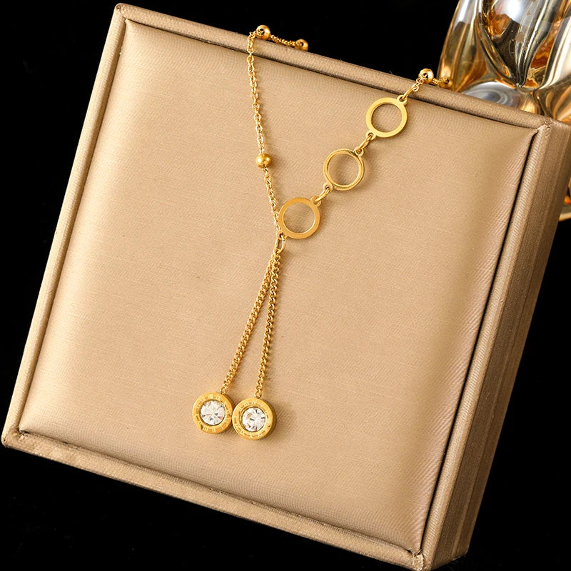 EILIECK 316L Stainless Steel Shell Starfish Pearl Pendant Necklace For Women Fashion New Party Gift Charm Neck Chain Jewelry