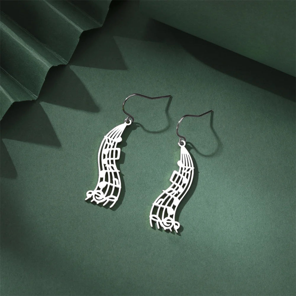 My Shape Music Note Drop Earrings for Women Men Gifts Stainless Steel Classic Musical Violin Dangle Earring Jewelry Musican Gift