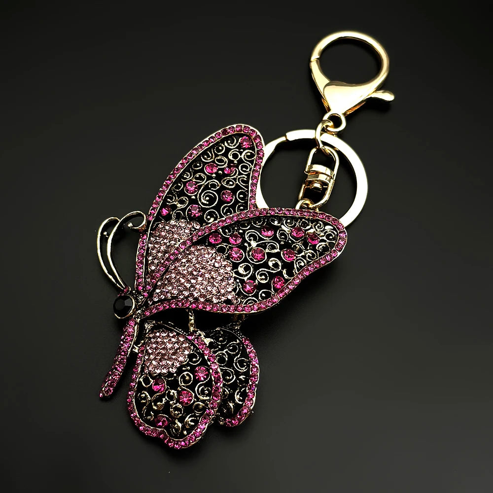 Exquisite Aesthetic Butterfly Keychain For Women Men Full Crystal Rhinestone Boho Female Insect Bag Charm Keyholder Jewelry Gift