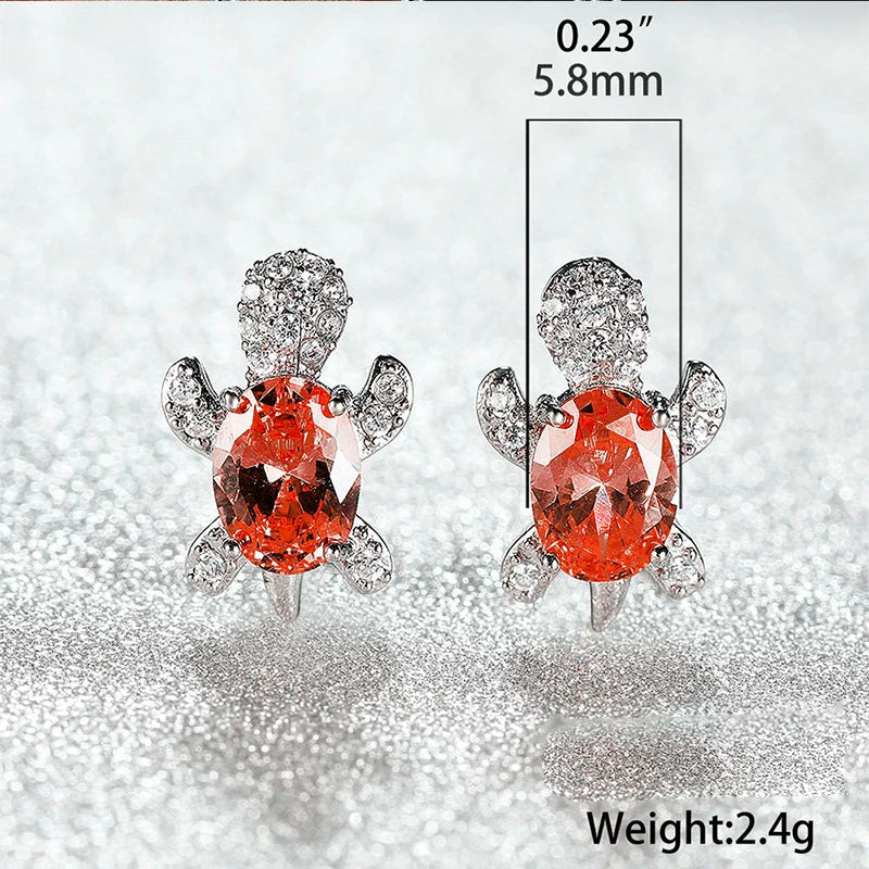 Multicolor Rhinestones Turtle Necklace Earrings sets for Women 14k Platinum Plated 3 Pcs Jewelry Set Female Party Wedding Gifts