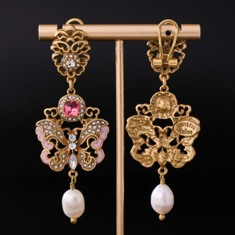 Enamel Butterfly Earrings for Women New Chinese Style Elegant Jewelry Vintage Fashion Exquisite Versatile Aretes De Mujer