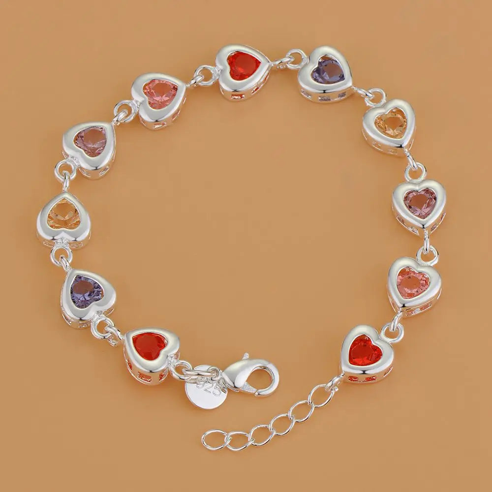 925 Sterling Silver Bracelet Heart High Quality Romance Chain For Woman Men Fashion Engagement Party Wedding Jewelry Gift