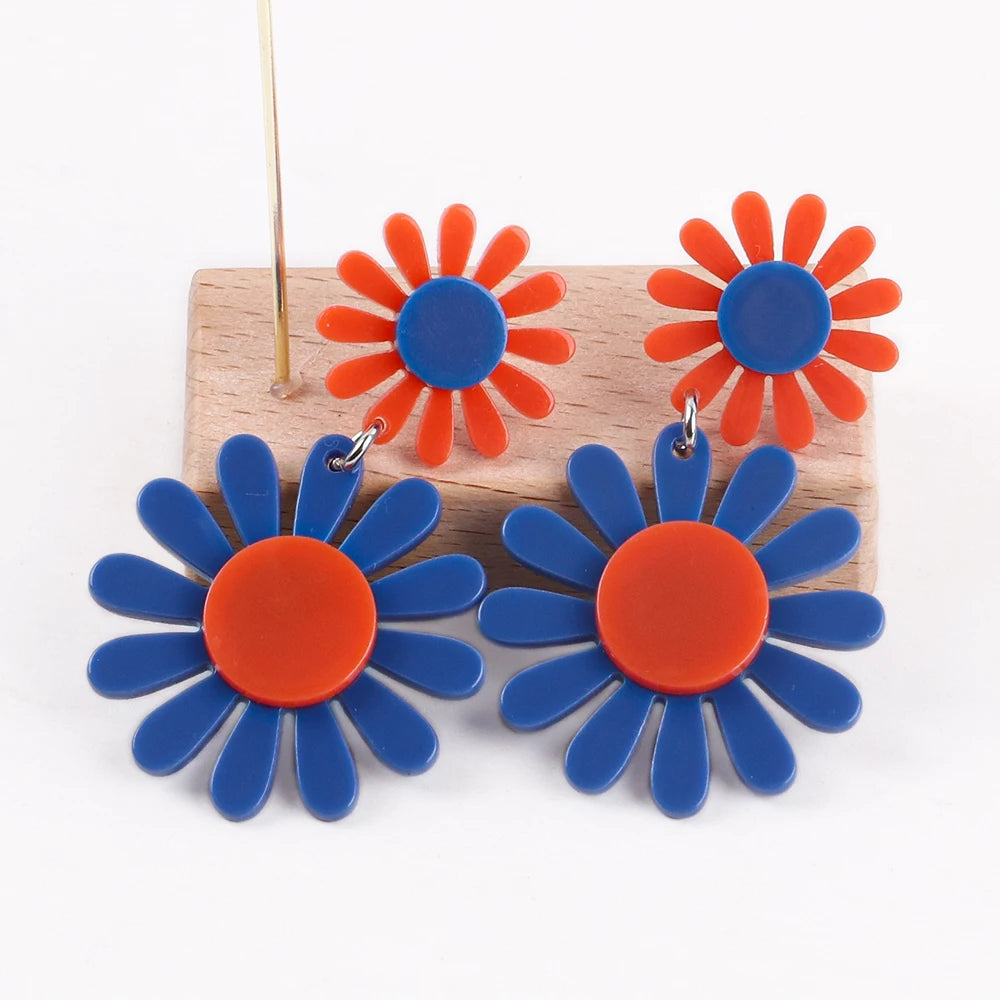 FishSheep Korean Cute Acrylic Flower Earrings for Women Trendy Geometric Daisy Pendant Drop Earrings 2022 Fashion Jewelry Gifts