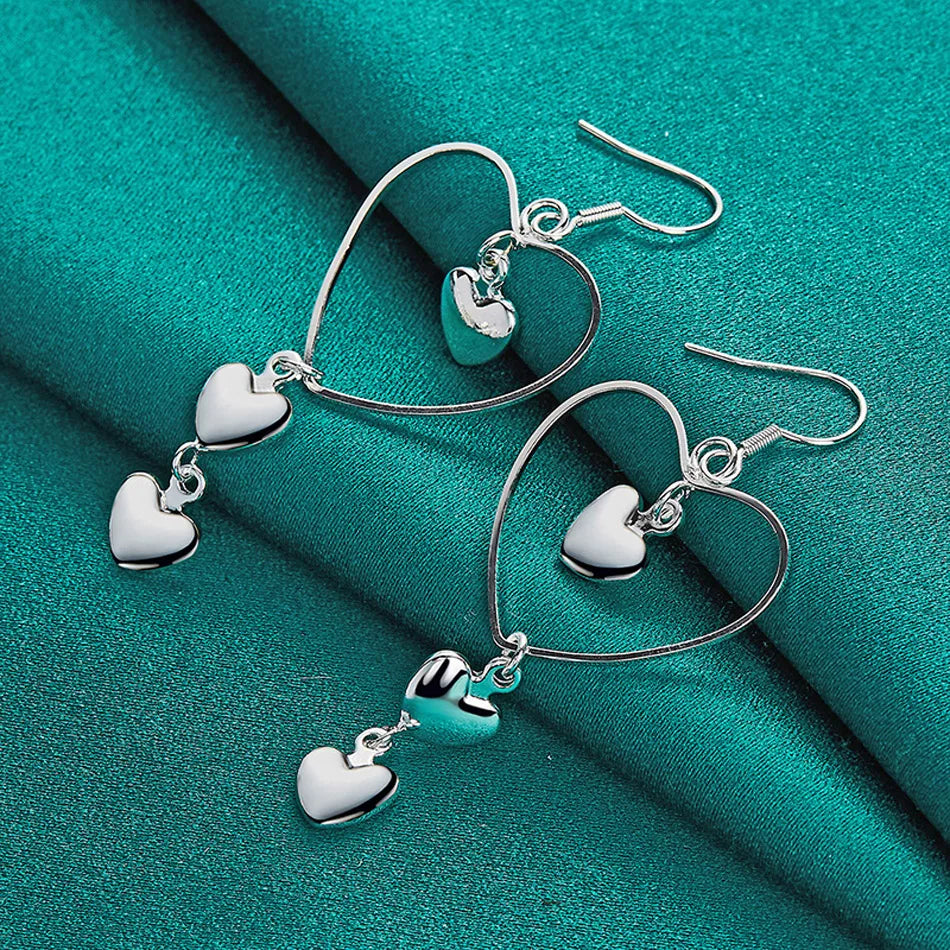 URMYLADY 925 Sterling Silver Love Heart Frame Earrings For Women Fashion Wedding Engagement Charm Jewelry