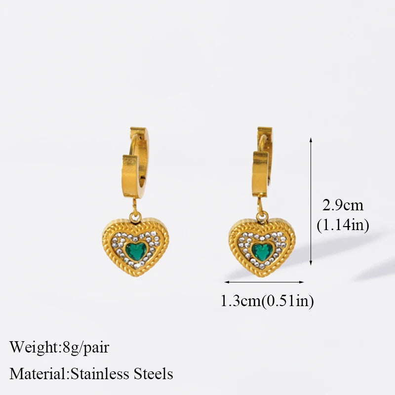 EILIECK 316L Stainless Steel Butterfly Heart Drop Earrings For Women Fashion New Ear Stud Gold-Plated Waterproof Jewelry Gift