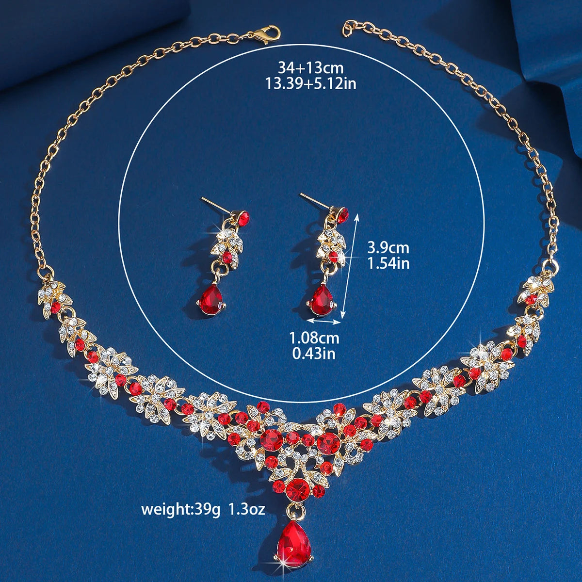 Amazon Bridal Necklace Earring Set Wedding Jewelry with Zircon Setting Evening Dress Accessories Cross Border Direct Sales