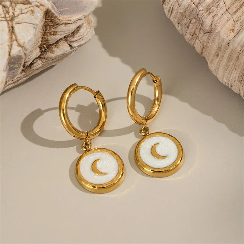 EILIECK 316L Stainless Steel Irregular Heart-shaped Dangle Earrings For Women Stylish Fashion Waterproof Ear Jewelry Lady Gift