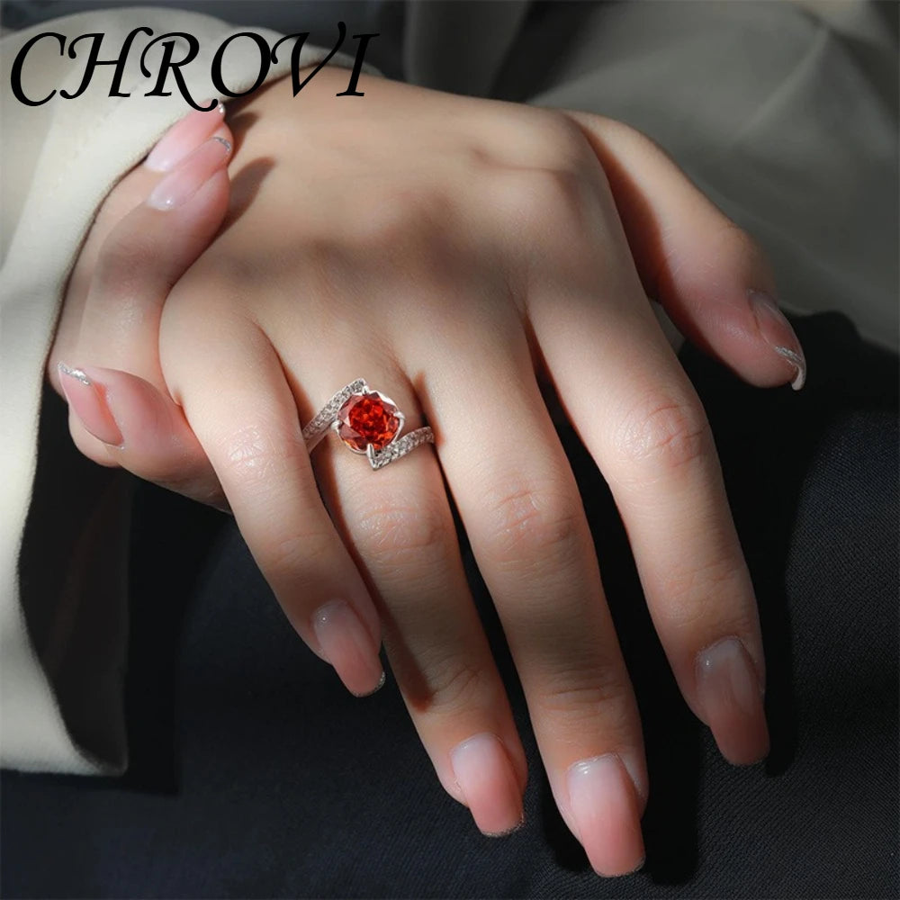 Luxury-Style 925 Sterling Silver Gemstone Rose Cut Ring for Women - Super Sparkling High-Carbon Diamond Finger Ring