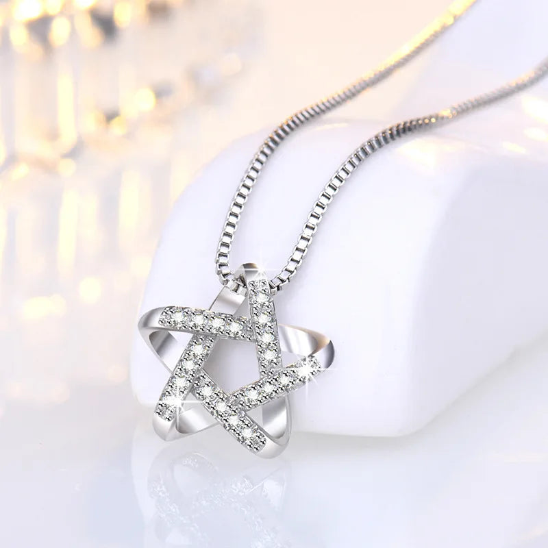 925 Sterling Silver Necklace Pendant AAA Zircon For Women Fashion Exquisite Student Girlfriend Jewelry Accessories Heart Gift