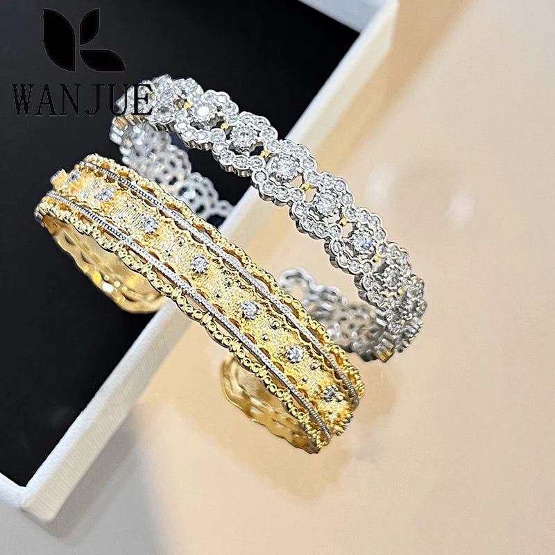 Women's fashion luxury Italian court style Manli wreath bracelet woven pattern carving paint craft jewelry party gift