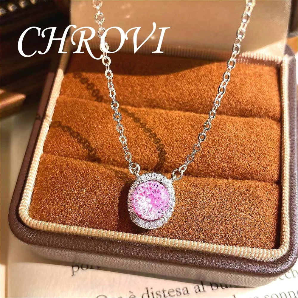 Fashion 925 Sterling Silver Internet Celebrity Sparkling Romantic Women's Cubic Zirconia Aquamarine Clavicle Necklace