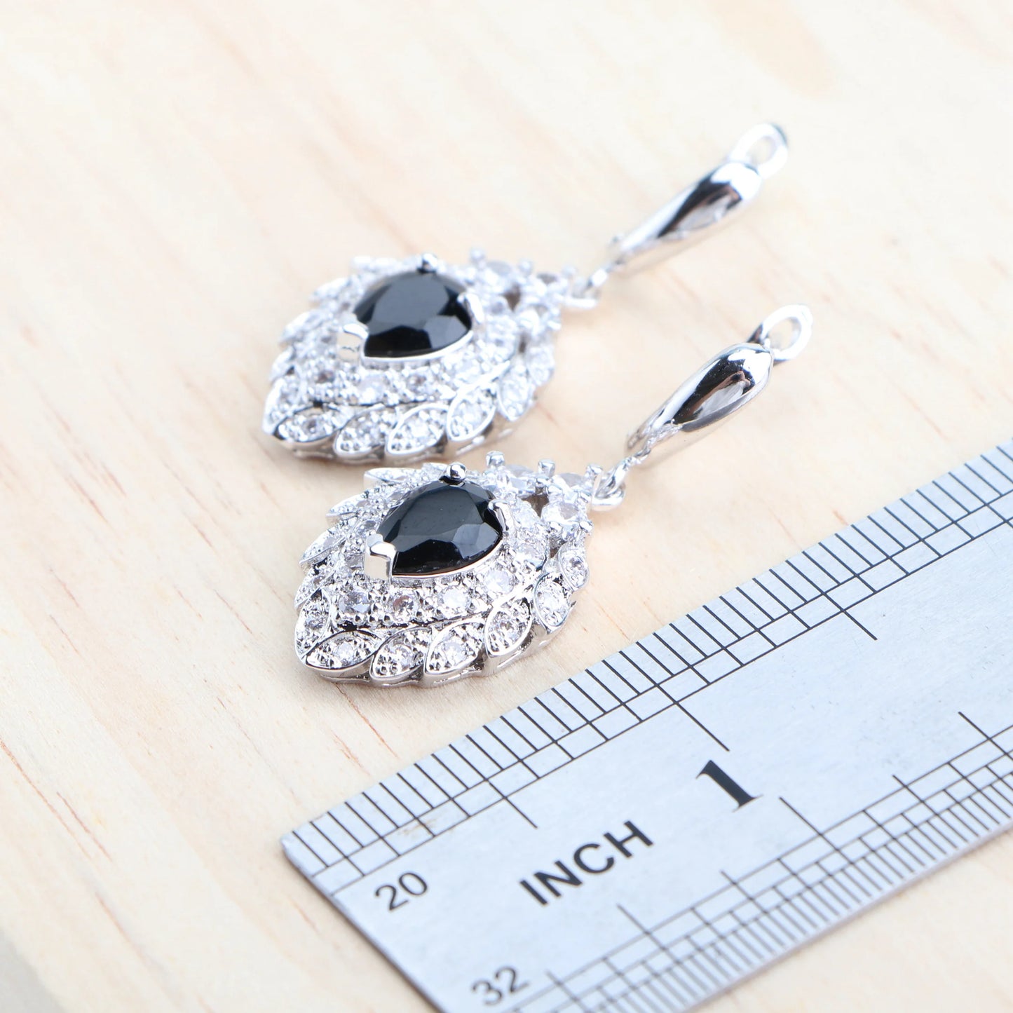Ladies Bridal Jewelry Sets Silver 925 Black Zirconia Earrings Jewellery For Women Rings Pendant Wedding Necklace Set Bracelets