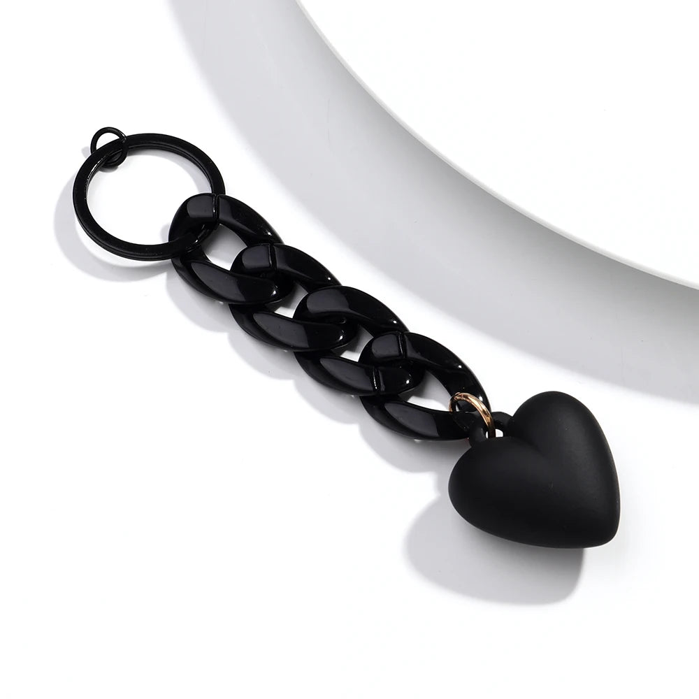 Handmade Heart Keychain Acrylic Plastic Link Chain Key Ring For Women Handbag Pendant Accessorie Car Keys Jewelry Gifts