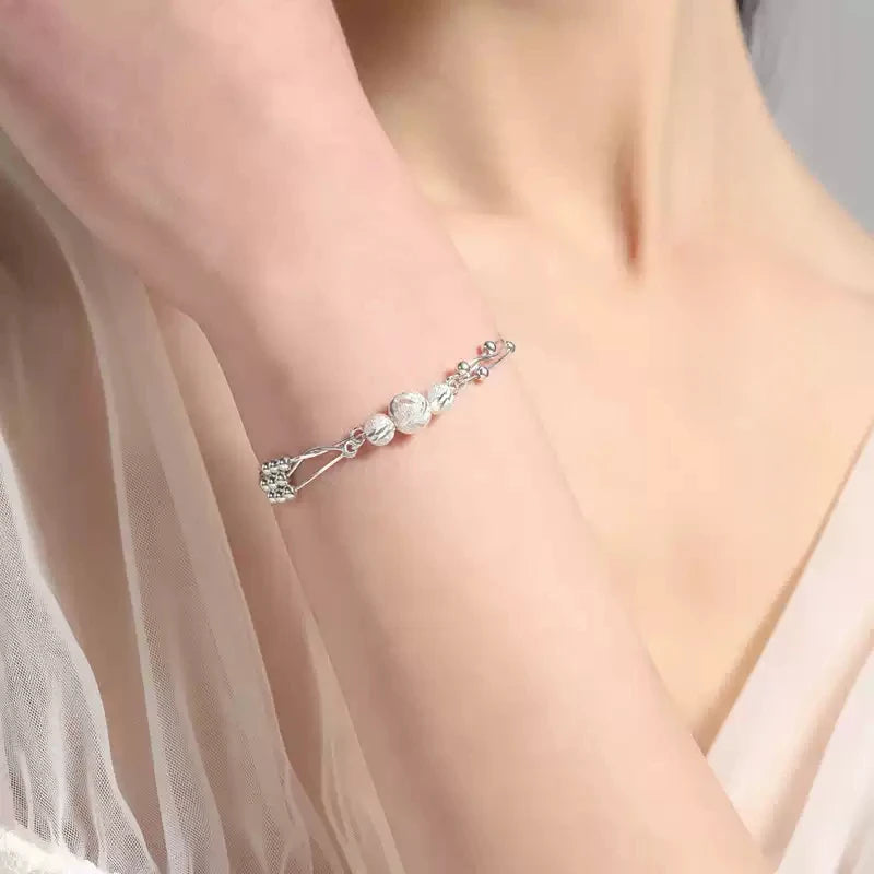 Luxury 925 Sterling Silver Ball Bracelets For Woman Korean Designer Lucky Beads Chain Bracelets Party Wedding Charm Jewelry Gift