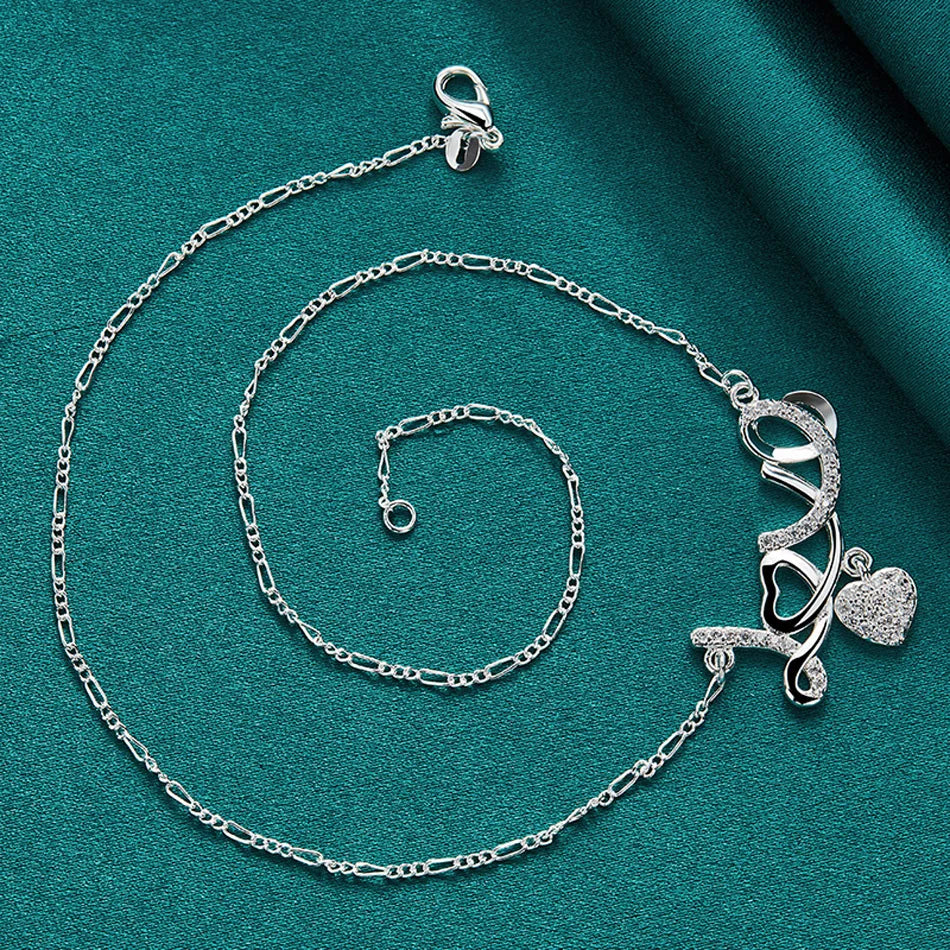 URMYLADY 925 Sterling Silver LOVE Heart Pendant Necklace For Women Wedding Party Gift Fashion Charm Jewelry