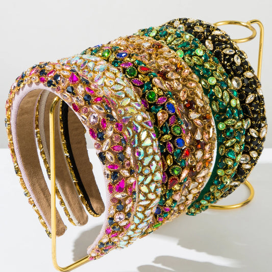 Cross border New Fashionable Baroque Headband Full Diamond Color blocked Heavy Industry Gorgeous Ball Headband for Women