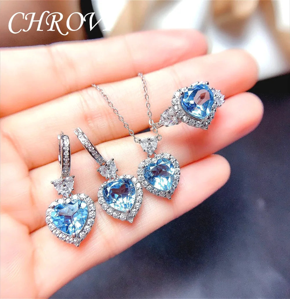 Light luxury 925 sterling silver new Palan set of ring, pendant, earrings, studs, sweet heart, fashionable and simple