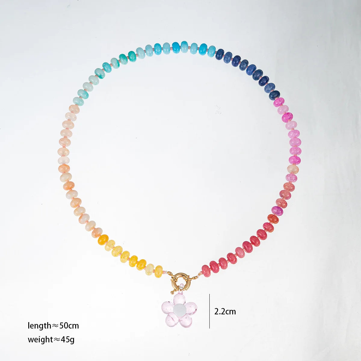 2026 Handmade Acrylic Rainbow Flower Colorful Beaded Necklace Summer Beach Dopamine Necklace Gift
