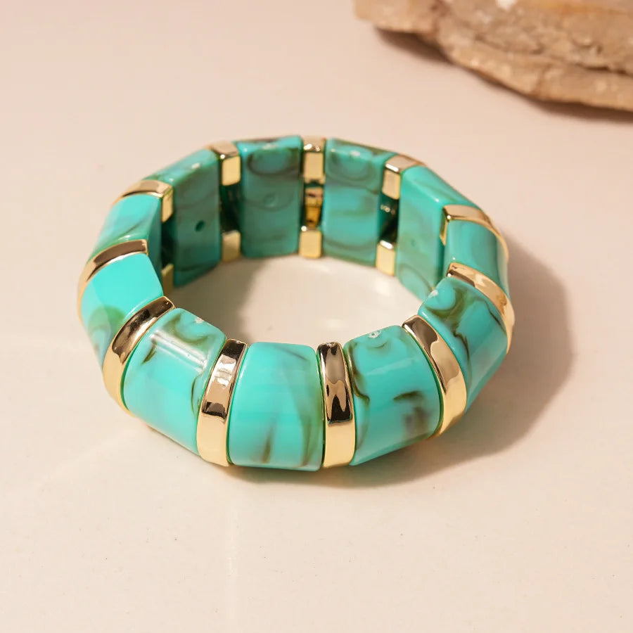 KMVEXO Vintage Turquoise Blue Geometric Resin Bangle Women Irregular Wide Bracelet Ladies Bohemian Beach Acrylic Bangles Jewelry