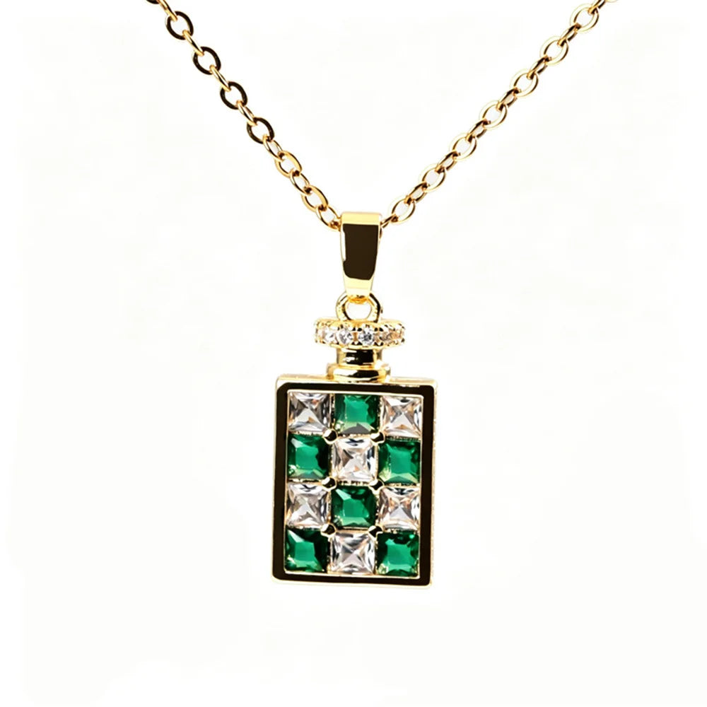 Boho Small Moon Square Charm Female Rainbow Zircon Fashion Pendant Necklace Gold Color Wedding Jewelry For Cute Luxury Women