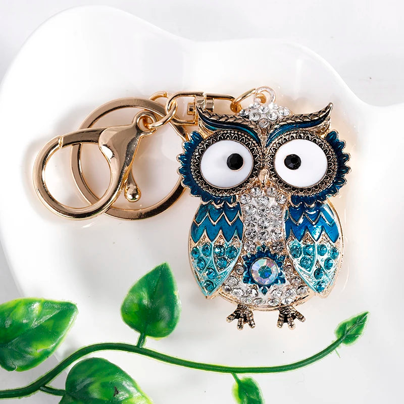 EASYA New Design Crystal Owl Keychain Full Rhinestone Key Ring Key Holders For Women Bag Accessories Cute Animal Car Key Chain