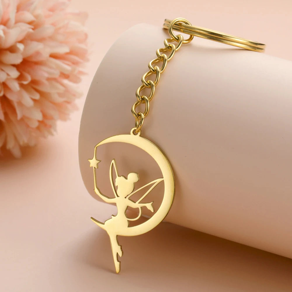 My Shape Fairy Keychain Creative Fantasy Elf Key Ring for Women  Stainless Steel Bag Car Keychain Fashion Jewelry Wholesale