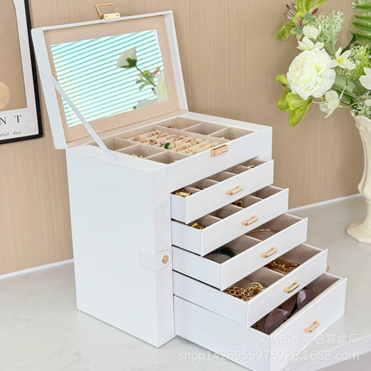 DELESYS New Large-Capacity High-End 6 Layer Jewelry Box For Storing Necklaces Watches Accessories Multi-Functional Jewelry Box